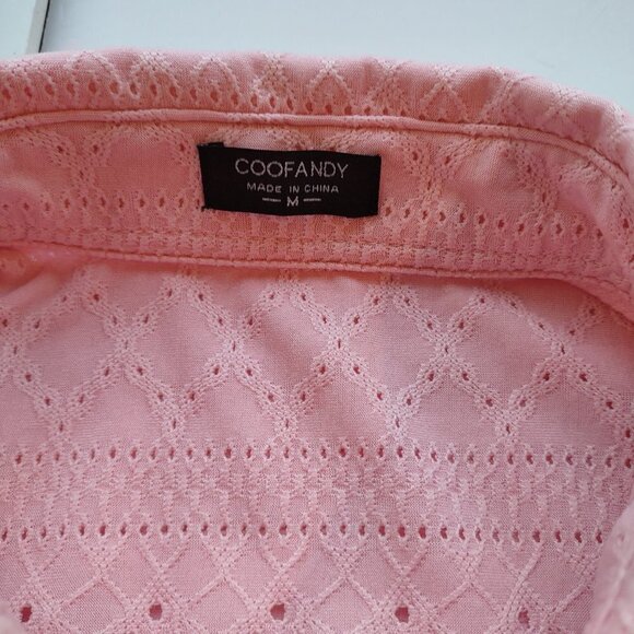 COOFANDY Short Sleeve Retro Eyelet Shirt Resort Tropical Men's Size Medium Y2K - Picture 6 of 7